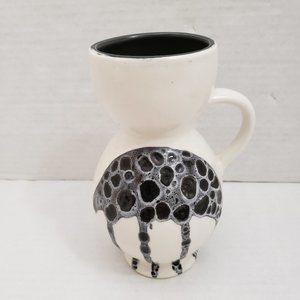 Lapid Pottery Israel Ceramic Modernist Mid Century Cream Black Hand Painted DAN